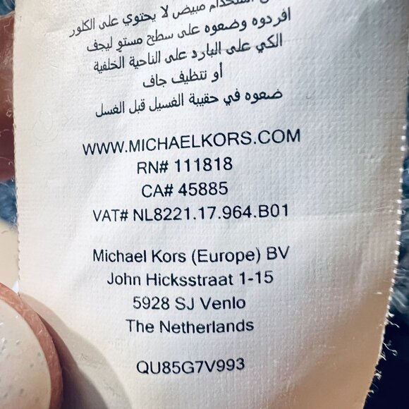 Michael Kors Paisley Bell Sleeve Top Metallic Shoulder VNeck Navy White S Womens - Picture 7 of 11